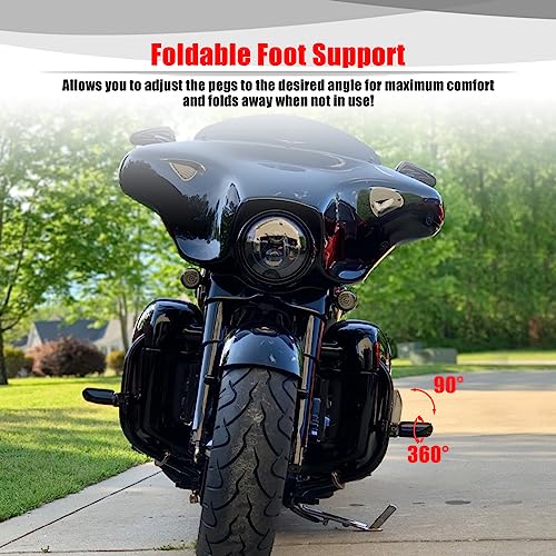 Goldfire Motorcycle Footpegs Engine Guard Footrest 1.25" Highway Pegs,32mm Adjustable For Harley Road Glide Street Glide Softail Glide Sportster Glide Electra Glide Road King Accessoreis