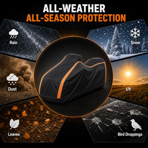 360° Fully Enclosed Motorcycle Cover,All-Season Waterproof Sun-Proof Outdoors Fits Motorcycles,Compatible with Harley Davidson, Honda, Suzuki, Yamaha (XL106X45X59) - size: XL106X45X59