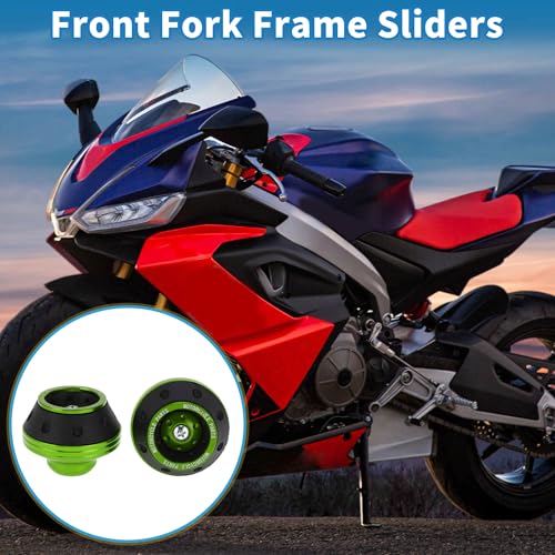 Motorcycle Front Fork Frame Sliders Crash Protector Green 2 Pcs - color: Green