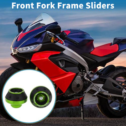 Motorcycle Front Fork Frame Sliders Crash Protector Green 2 Pcs - color: Green