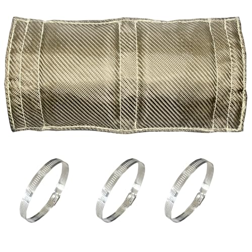 Titanium Pipe Heat Shield 6" x 12'' Exhaust Heat Shield Motorcycle Heat Guard Cover Wrap with 3 PCS Stainless Steel Clamps - size: 6'' x 12''