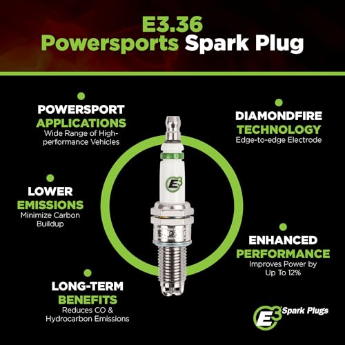 E3 Spark Plugs E3.36 Premium Powersports Spark Plug for V-Twin Motorcycles, Harley Davidson Engines, and Other High-Performance Powersport Vehicles, Pack of 1