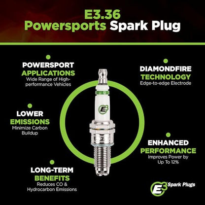 E3 Spark Plugs E3.36 Premium Powersports Spark Plug for V-Twin Motorcycles, Harley Davidson Engines, and Other High-Performance Powersport Vehicles, Pack of 1