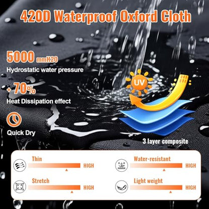BENVOL 420D Heavy Duty Motorcycle Cover Waterproof Outdoor, 5000mm Rainproof Material Motorbike Cover with 2 Windproof Buckles, Lock Holes & Wide Reflective Strips, Anti-UV Sun Dust Protection - color: Black-XXL(96.5*41*51)