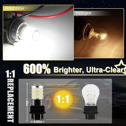 iBrightstar 3157 LED Bulb White, 4157 3156 LED Reverse Light Bulbs Super Bright for Tail Brake Lights Backup Lights Turn Signal Lights, 2 Pack - color: White, size: 3157