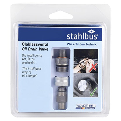 Stahlbus Oil Drain Valve Plug 5/8 inches-18UNFx12mm Steel - CLEAN, EASY, NO TOOL Oil Change - Includes Oil Drain Plug, Washer, Cap, Connector, Silicone Hose - size: 5/8 inches-18UNFx12mm