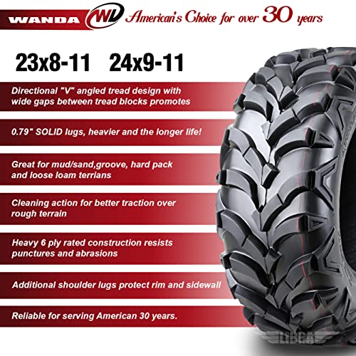 WANDA Set 4 ATV/UTV Tires 23x8-11 Front & 24x9-11 Rear 6PR P341-10147/10153 - size: 23X8-11&24X9-11