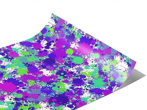 Rwraps Gloss Vinyl Car Wrap Film in Paint Splatter Rebel Yell - 59“ x 1ft - Vehicle Sheet Roll with Adhesive Back and Air Release Technology