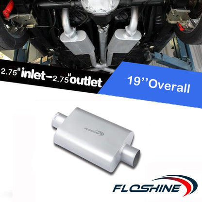 Universal Mufflers Dual Chamber 2" inlet (ID) 2" outlet (ID) overall 17" Performance Automotive Muffler Exhaust FH42040 - size: 2"