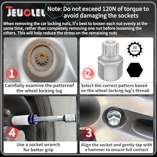 30/13PT Wheel Locking Nut Key for BMW, Anti-Theft Lug Nut Removal - size: 30/13Pt Key
