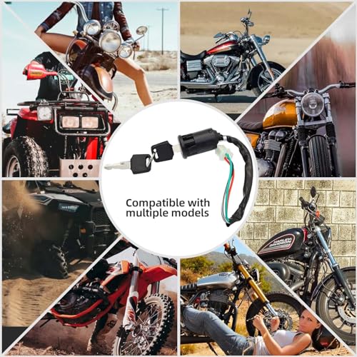 Ignition Switch with Keys 4 Wire for 50cc 70cc 90cc 110cc 125cc 150cc 200cc 250cc Taotao Buyang Coolster Kazuma Sunl Chinese ATV, Apollo Dirt & Quad Bike Go-Kart Motorcycle Switch