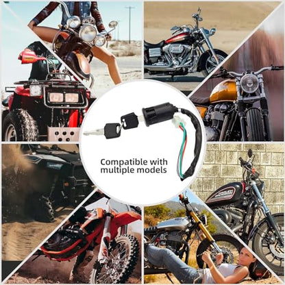 Ignition Switch with Keys 4 Wire for 50cc 70cc 90cc 110cc 125cc 150cc 200cc 250cc Taotao Buyang Coolster Kazuma Sunl Chinese ATV, Apollo Dirt & Quad Bike Go-Kart Motorcycle Switch
