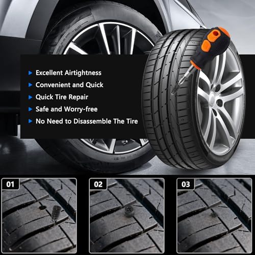70pcs Tire Repair Rubber Nail Kit Emergency Vacuum Tire Screw Plugs
