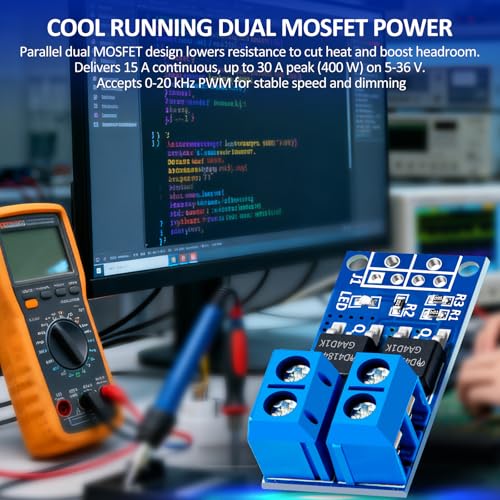 6 PCS Dual High-Power MOSFET Trigger Switch Drive Module, Upgrade 0-20KHz PWM Adjustment Electronic Switch Control Board Motor Speed Controller, Lamp Brightness Control, DC 5V-36V 400W, 15A (Max 30A)