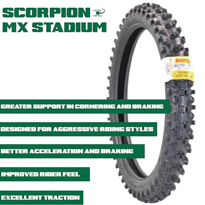 Pirelli Scorpion MX Mid-Soft Stadium Set: 80/100-21 Front & 120/90-19 Rear - size: 80/100-21 M/C 51M, 120/90-19 NHS 66M