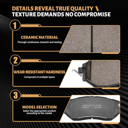 D1078 Front Ceramic Brake Pads Kit Fit For Subaru Legacy 2005-2019, For B9 Tribeca 2006-2007, For Tribeca 2008-2014, For Outback 2010-2019, For Forester 2014-2018, For WRX 2015-2021 - style: HZ1078