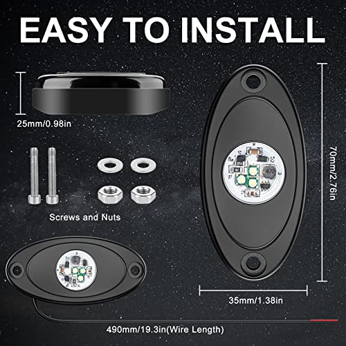 YONEDA White Rock Lights for Trucks, 4 Pods, IP68 Waterproof - color: White, size: 4 Pods