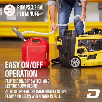 Deway Stick Fuel Pump, Auto-Stop + Beep, 51in Clear Hose, 4-AA, 3.2 GPM - style: Auto-Stop w/ Beep