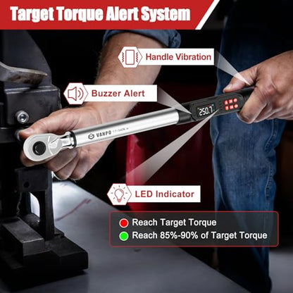 VANPO Digital Torque Wrench 1/2", 12.5–250.8 ft-lb for Automotive - size: 1/2-Inch-01