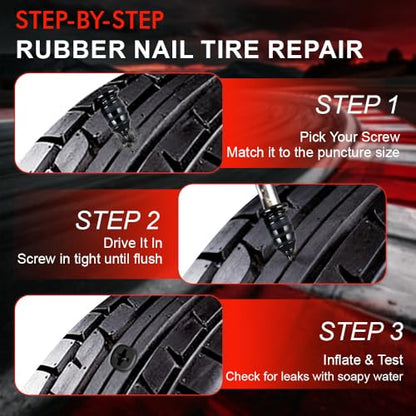 132Pcs Heavy Duty Tire Repair Kit, Professional Tire Plug Kits with Rubber Nails, 50Pcs Plugs, Fix a Flat Puncture Patch Tools for Motorcycle, Car,Truck, ATV, Auto, UTV & Lawn Mower(Tubeless) - size: 132 Piece Set