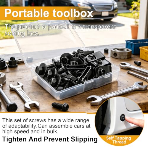 weideer 20PCS M8-1.25 Universal Fender Liner Screw U Nut Kit,Engine Splash Shield Hex Head Screw U Clips,Automotive Body Screws Clips(25sets) K-G132-M8-20PCS - color: BK-M8 U Clips+Screws