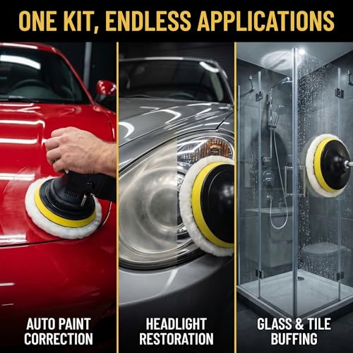 6Pcs 6 Inch Wool Polishing Buffing Pad Polishing Buffing Wheel with M14 Drill Adapter, Car Buffer Drill Attachment, Drill Buffer Polisher Attachmen for Car, Glass, Tile, Tire Polishing & Waxing - size: 6 Pcs 6 Inch