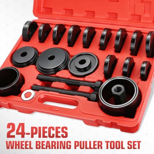 DNA Motoring 24pcs Front Wheel Bearing Press kit, Bearing Puller Tools Wheel Drive Bearing Removal Tool Kit with Sliding Screws Universal Bushings Sleeves Storage Case, TOOLS-00715 - style: F-Wheel Bearing Press kit