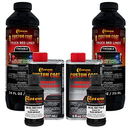 Custom Coat Black Metallic 2 Quart Spray-On Urethane Truck Bed Liner Kit - color: Black Metallic, size: 0.5 Gallon Kit