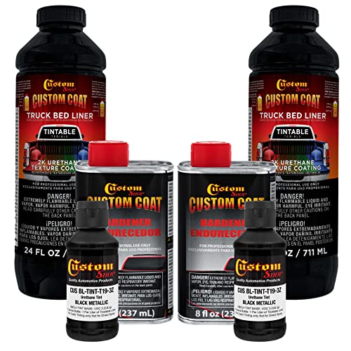Custom Coat Black Metallic 2 Quart Spray-On Urethane Truck Bed Liner Kit - color: Black Metallic, size: 0.5 Gallon Kit