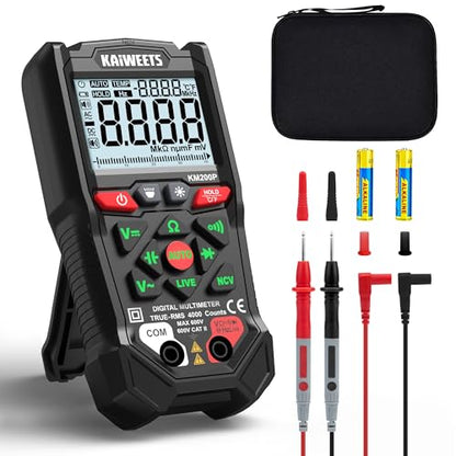 KAIWEETS Digital Multimeter NCV Voltmeter 4000 Counts Auto Range for Home