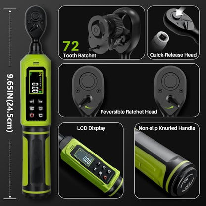 Digital Torque Wrench 1/4" Drive-4-266In.Lb for Bike Motorcycle - size: 1/4" 4-266 In.Lb