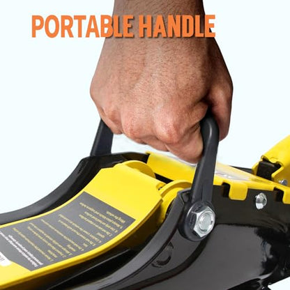 2.5 Ton Car Jack Low Profile Hydraulic Floor Jack, 5500 lbs Capacity, 3.4"-15.2" Lifting Range, Alloy Steel, Black, for Sedans and SUVs（Yellow - color: Yellow