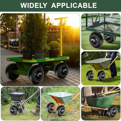 Taifa 4 PCS 13 Inch Rubber Solid Flat Free Replacement Tires and Wheels 4.00-6 with 5/8'' Axle Bore Hole, Air Less Wheel for Wheelbarrow/Wagon/Hand Truck/Trolley/Garden Scooter etc. - color: 13x400-6PU-bigF-4packs