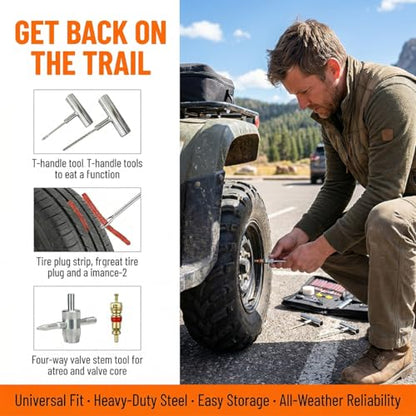 24PCS Car Tire Repair Kits, Heavy Duty Automotive Tire Plug Flats Patch Repair Tools Box Assortment to Fix Punctures, Vehicle Tubeless Patch Repairing Set, Universal Fit - size: 24PCS/Set
