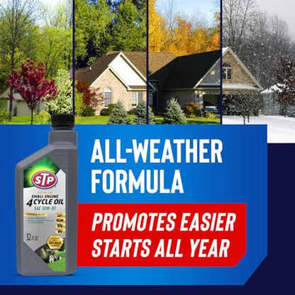 STP Premium Synthetic Blend 4 Cycle Small Engine Oil, SAE 10w30 Motor Oil for Lawnmowers, Generators, Tractors, Snow Blowers, and More, 32 fl oz - size: 32 OZ