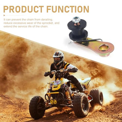 Chain Roller Tensioner, Heavy Duty Iron Rust-Proof Chain Sprocket Guide with Spring, Motorcycle Chain Adjustment Accessory, Compatible with 110cc 125cc 140cc Dirt Pit ATV Mini Bike (Black)