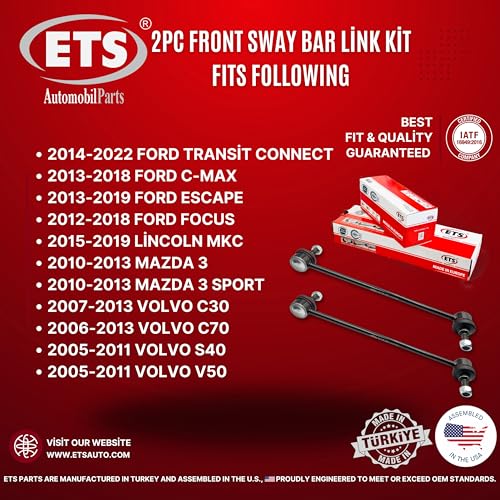 ETS 2Pc Front Stabilizer Sway Bar End Link Kit Fits 14-22 Ford Transit Connect / 13-18 C-Max / 13-19 Escape / 15-19 Lincoln MKC / 10-13 Mazda 3 K750554, - size: 14.KT.905