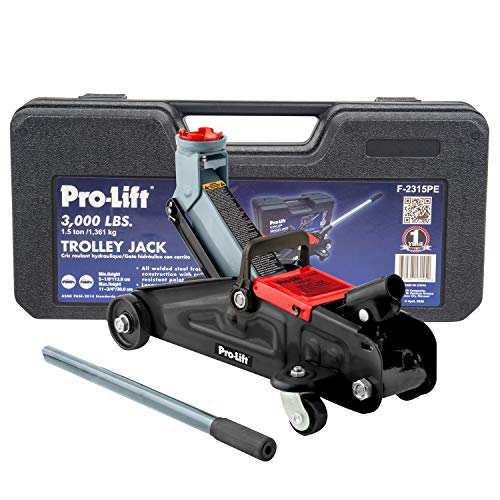 Pro-LifT F-2315PE Grey Hydraulic Trolley Jack Car Lift with Blow Molded Case-3000 LBS Capacity, 12 Inch, Black - color: Black
