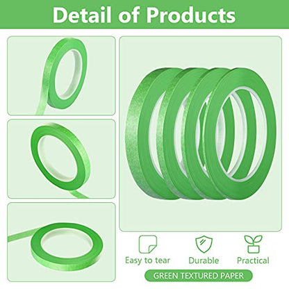 Epakh 4 Pack Masking Tape Pinstripe 1/16 1/8 1/4 1/2 Inch,Green,52 Yd - color: Green, size: 52 yd