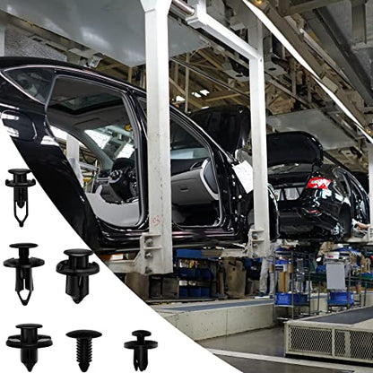 200PCS Car Retainer Clips Plastic Fasteners Kit, Popular Sizes Auto Push Pin Rivets, Universal Plastic Panel Fender Clips, Assorted Car Body Push Pin