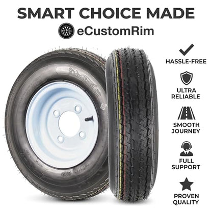 eCustomrim 2-Pack Trailer Tire Rim Assembly 4.80-8 480-8 LRC 4 Lug White