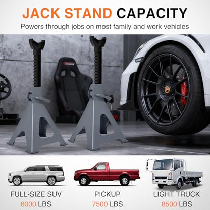 Nilight 6-Ton Jack Stands, 12,000 lb Capacity, Adjustable Height, 1 Pair - size: 6T