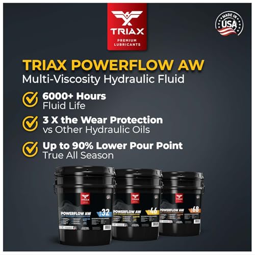 TRIAX Powerflow AW 32 Multi-Viscosity HLP Hydraulic Oil | 6,000 Hour Extended Life | Triple Anti-Wear | True All Season | Pour Point Down to -40F | Virtually Zero Foaming (1 Gallon) - size: 1 Gallon