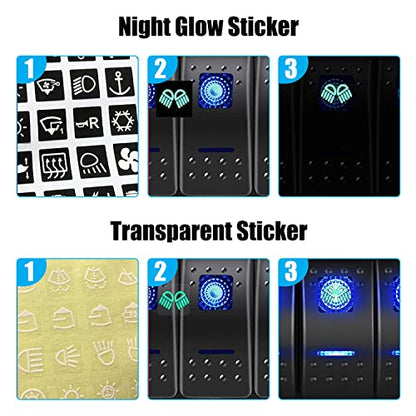FXC Pre-Wired 5 Gang Rocker Switch Aluminum Panel with 40A Inline Fuse, Waterproof 6-Pin On-Off Car Boat Switch, Blue LED Switch Panel for Marine Boat Automotive RV Truck ATV Vehicles 12V/24V - style: 5 Gang