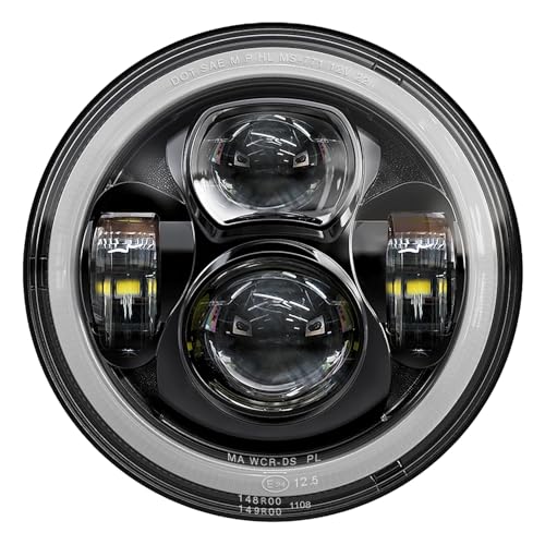 7 inch Motorcycle LED Headlight w/DRL fit for Harley Street Glide, Black - color: Black
