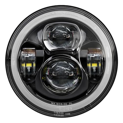 7 inch Motorcycle LED Headlight w/DRL fit for Harley Street Glide, Black - color: Black
