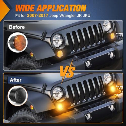 Nilight JK Front Turn Signals Light For 2007-2017 Wrangler JKU - color: JK 2007-2017 Turn Signals Light