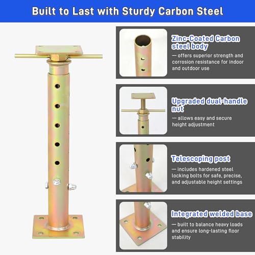 2PCS House Floor Jacks for Leveling,19"-36" Adjustable Screw House Jack Post Pole for Lifting, Heavy Duty Steel Telescoping Jacks Post for Beam Roof Joists Leveling, Crawlspace and Basement Support