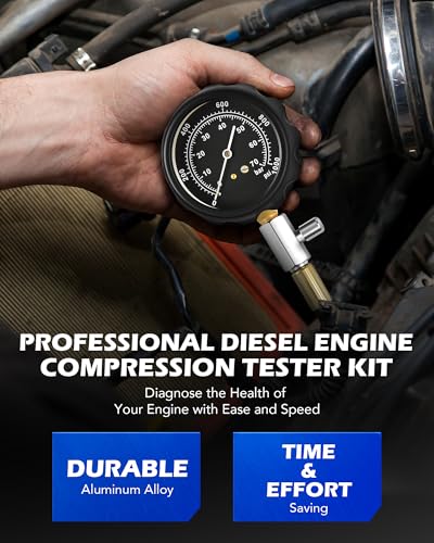 OMT 18pc Diesel Engine Compression Tester Kit, Adjustable Pressure Gauge