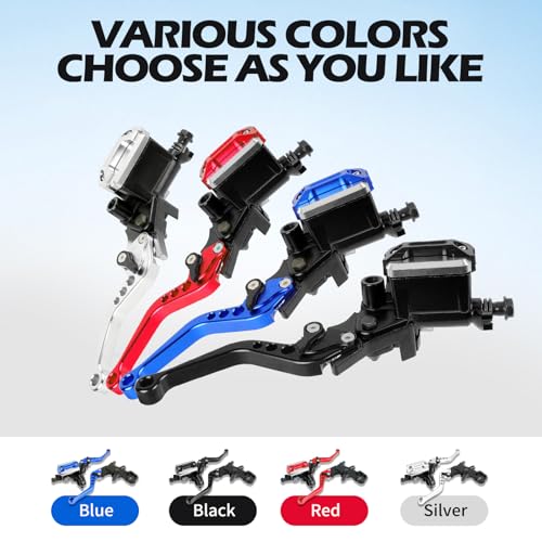 DREAMIZER Universal 7/8" 22mm Motorcycle Handlebar Brake Master Cylinder Clutch Levers CNC Left & Right Set + Hand Grips Compatible with Harley Honda Kawasaki Yamaha Suzuki (Black) - color: Black